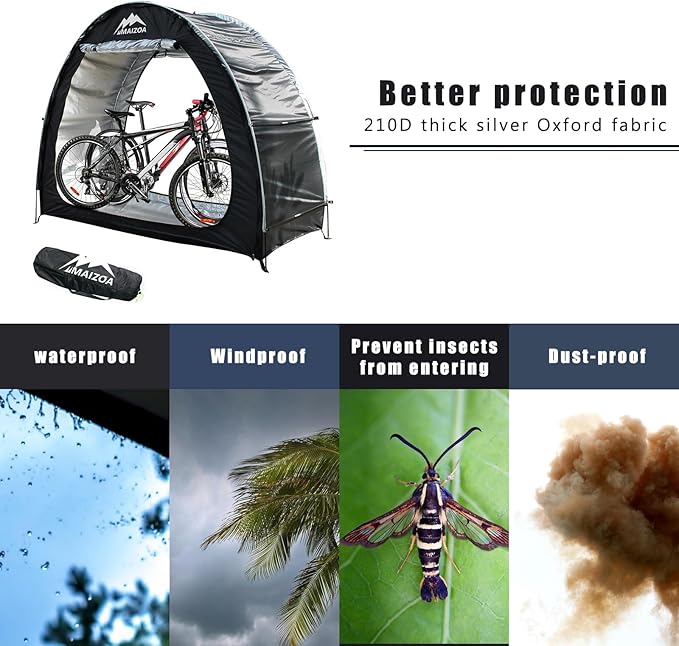 78.8 x 31.5 x 65 in, Outdoor Bike Covers Storage Shed Tent,210D Oxford Thick Waterproof Fabric,Outdoor Aluminum Alloy Bracket Bicycle Storage shed, Neat Tent Bicycle Cover