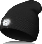 Unisex LED Beanie with Light, Rechargeable Headlamp Hat, Valentines Day & Birthday Gifts for Men Women, Husband, Warm Knitted Cap White Elephant Gifts for Dad Adults Teens Men Women Him