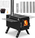 Upgraded Portable Wood Stove for Camping, Compact Tent Stove with Large Firebox, High Airtightness for Outdoor Cooking & Heating
