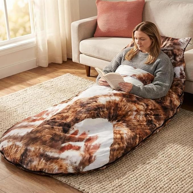 Cat Sleeping Bag - 2026 New Large Cat Shaped Plush Sleeping Bag for Adults, Adult-Size Wearable Washable Warm Blanket for Camping and Home Lounging