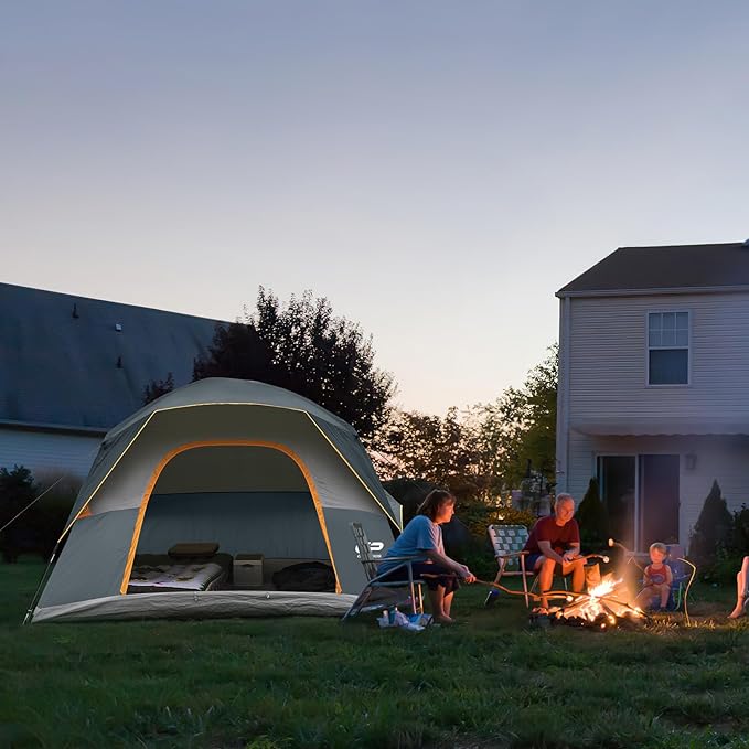 Tents for Camping 6 Person Tent Waterproof Windproof Double Layer Family Camping Tent, Easy Setup Dome Tent with Large Mesh Windows & Wider Door for Outdoor Camping & Hiking