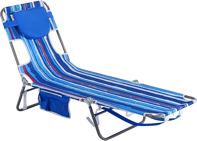SUNNYFEEL Beach Lounge Chair, Backpack Reclining Beach Chairs Lay Flat, Sun Face Down Tanning Chair, Folding Camping Chairs Portable Camp Cot with Backpack Straps for Outdoor/Picnic/Lawn