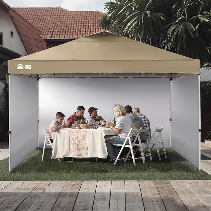 CROWN SHADES 12x12 Canopy Sidewalls (4pck) - Side Walls 12x12, Sidewalls for Canopy - Tent Accessories, Beige
