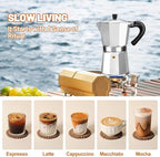 14 Cup Aluminum Espresso Stovetop Moka Pot Express Coffee Maker Percolator Italian Classic Mocha Coffee Machine for Italian and Cuban Cafe Brewing for Home & Camping 700ml 23oz