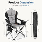 DUMOS Folding Camping Chairs, Outdoor Collapsible Padded Chairs with Cup Holder & Cooler Bag, Heavy Duty Portable Camping Chair for Garden Beach Fishing Sports, Blue