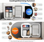 Mini Fridge, 4 Liter/6 Can Mini Makeup Fridge, 110V AC/ 12V DC Portable Thermoelectric Cooler&Warmer for Skincare, Drink, Cosmetic, Medicine, Small fridge for Bedroom, Office, Dorm, Car, White