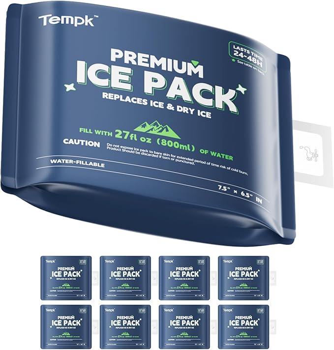 8 Packs Reusable Ice Packs for Cooler - Long Lasting Cold Freezer Packs for Coolers and Lunch Boxes Z1