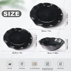 Melamine Dinnerware Sets Service for 4, Black Plates and Bowls Set with Beaded Edge, BPA Free Dishwasher Safe, Heavy Duty Shatterproof Unbreakable Tableware for Hallowmas Party Camping Outdoor