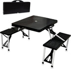 Picnic TIME Portable Folding Picnic Table with Seats for 4, Collapsible Aluminum Table with Benches & Umbrella Hole, Lightweight Foldable Table for Camping, Travel, Backyard, Tailgating | with Umbrella Hole