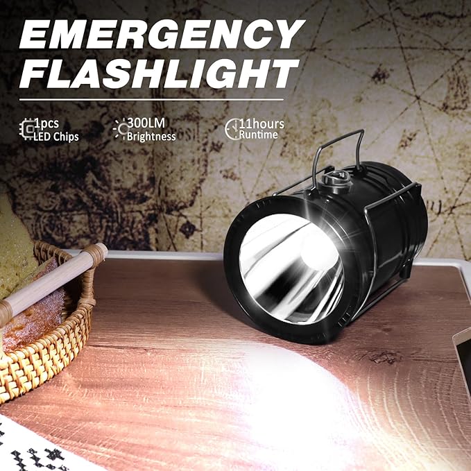 DIBMS 4-Pack Solar Camping Lantern, Collapsible LED Solar USB Rechargeable Lantern Flashlight Emergency Hanging Lights for Camping Hurricanes Power Outages Indoor Outdoor