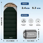 Winter Cold Weather Sleeping Bag for Adults 0 Degree,Cotton Canvas with YKK Zipper Compact Backpacking Mummy Camping Sleeping Bag