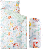 Bunnikins & Clover Toddler Nap Mat with Removable Pillow, Nap Mats for Preschool, Easy Clean Toddler Nap Pad for Kindergarten, Kids Sleeping Bag for Travel Camping