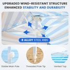 Zeraty Beach Cabana 8'×8', Portable Beach Canopy with Side Wall, Easy Pop Up UPF 50+ Silver-Coated Beach Tent Sun Shelter, Wind Resistant Adjustable Height Beach Umbrella Tent for Family, Sky Blue