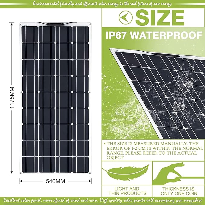 800 Watt Flexible Solar Panel for RV, 2 × 400 Watt 12 Volt Solar Power Panel Kit Photovoltaic Module Monocrystalline Solar Panels for Camping Off Grid Car Battery Charging Boat