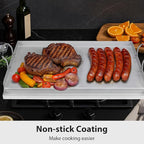 Utheer 23" x 16" Ceramic Nonstick Stainless Steel Griddle for Gas, Charcoal, Grill, Large Stove Top Griddle, Non-Toxic, PFAS/PFOA/PTFE Free, Oven Up to 500°F, for BBQ, Camping & Kitchen, Sliver