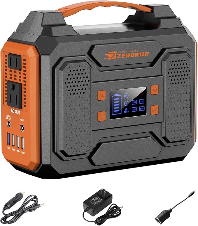 300W Portable Solar Generator Power Station, Small Camping Power Bank with Foldable 40W Solar Panel Bundle, 110V Portable Power Pack with AC Outlet for Camping Outdoor Home Use