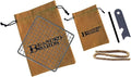 Portable Bushcraft Stainless BBQ Cooking Grill Grate, Bamboo Cutting Board, Burlap Bag, Mini Knife, Fire Starter Kits. Camping, Campfires, Backpacking, Hunting & Fishing Gear