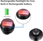 RAHAN Rechargeable Headlights for Clog, 2pcs Flashlight Clog Charm Attachment Accessories for Shoe with 3 Light Modes for Dog Walking, Camping, Running, Suitable for Adults Kids Boys Girls Men Women