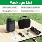 Greeshow Electric Portable Water Filter with Reusable 0.01 Micron Filter for Camping, Hiking, Survival with 3000mAh Portable Power Bank, Suport USB/Solar/Hand Crank Charing (Set of 2 Filters)