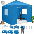 Alishebuy 10x10 Pop Up Canopy Tent with 4 Removable Sidewalls 2.0, Waterproof Commercial Instant Gazebo Tent Outdoor Canopy Tents for Party/Exhibition/Picnic with Carry Bag,4 Stakes & Ropes (Blue)