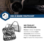 Disc-O-Bed Youth Double Cot Kid-O-Bunk, Modular for Bunk Beds, Dual Cots, or Bench with 2 Carry Bags for Portable Transport