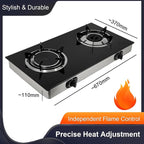 2 Burner Propane Gas Stove, 20472 BTU/h Portable Tempered Glass Camping Stove with Infrared and Blue Flame, Auto-Ignition, Portable BBQ Propane for Cooking, Outdoor, Camping, RV & Emergency Use