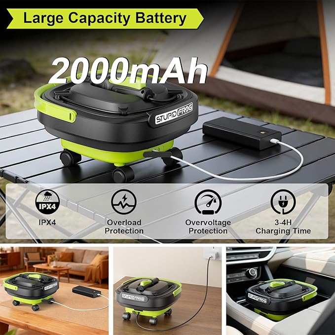 Portable Cordless Pressure Washer with Foldable 12L Water Tank, 4-in-1 Nozzles, Long-Lasting Battery, Perfect for RV, Camping Gear, Car Detailing and Pet Friendly Cleaning