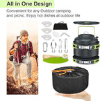 Camping Pans and Pots Kit, Portable Outdoor Cookware, Tea Kettle Bowl Tableware Set with Mesh for Trekking, Hiking, Backpacking, Picnic, for 2-3 Person (Cookware Set)