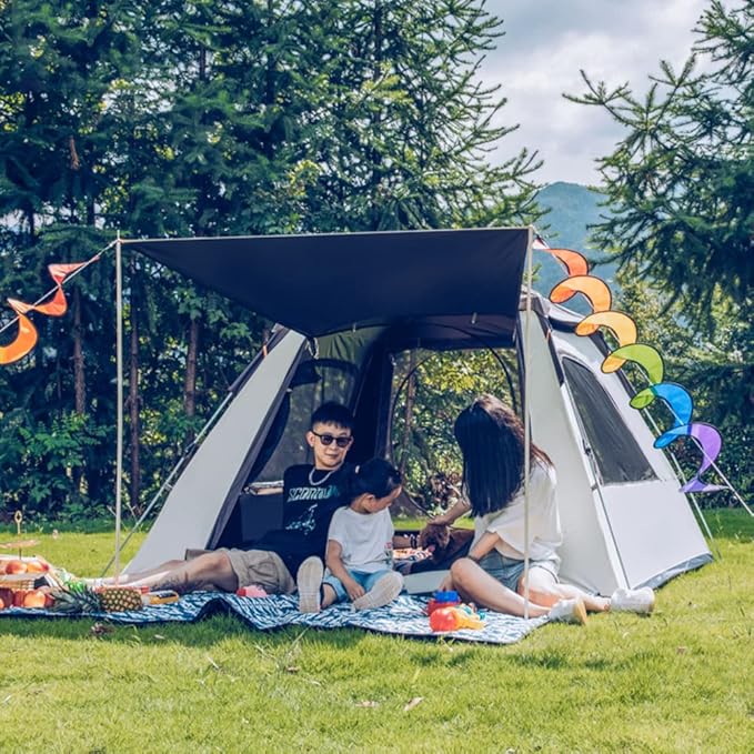 Camping Pop Up Tent for 3-4 Person, Waterproof Family Tent with Top Rainfly Instant Cabin Tent for Camping, Backpacking, Hiking Outdoor Music Festival