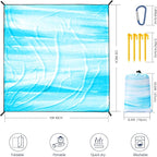 Beach Blanket Waterproof Sandproof Beach Mat 79" X 83"/10'x9'for 2-8 Adults Quick Drying Outdoor Picnic Mat Beach Accessories for Travel, Camping, Hiking