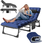 Slsy Folding Lounge Chairs Outdoor, Adjustable Sleeping Cot Chair, Portable Folding Bed Cot Chaise Lounge Chairs for Outside Beach Lawn Camping Pool Sun Tanning