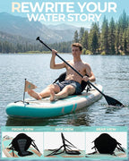10'6''x33''Inflatable Stand Up Paddle Board, 400lbs Extra Wide Stand Up Paddleboard with Kayak Seat, Anti-Slip EVA Deck Premium SUP Accessories Kit, Non-Slip Stable Deck Boat for Yoga Fishing Surf