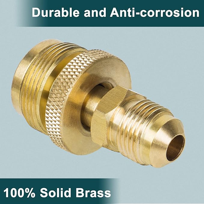 GASPRO 1LB Propane Adapter Fitting, 1''-20 Male Throwaway Cylinder to 3/8'' Male Flare Converter, Perfect for Buddy Heater, Portable Grill, Camping Stove, Solid Brass