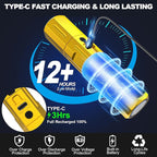 Rechargeable Flashlights High Lumens - Super Bright Small Pocket Magnetic Flashlight, 8 Modes LED Tactical Flash Light, Dual Button Powerful Work Light for Car,Home,Camping,Emergency (1, Yellow Gold)