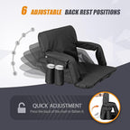 Nova Microdermabrasion 20.5"/25" Wide Stadium Seat for Bleachers w/Back Support Padded Cushion Portable Reclining Bleacher Seats Camping Stadium Chair Waterproof