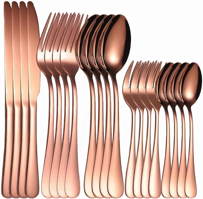 Flatware sets White Gold Cutlery Set 20Pcs Forks Spoons Knifes Stainless Steel Cutlery Set Kitchen Tableware Sets Dinnerware Set Dropshipping Stainless Steel