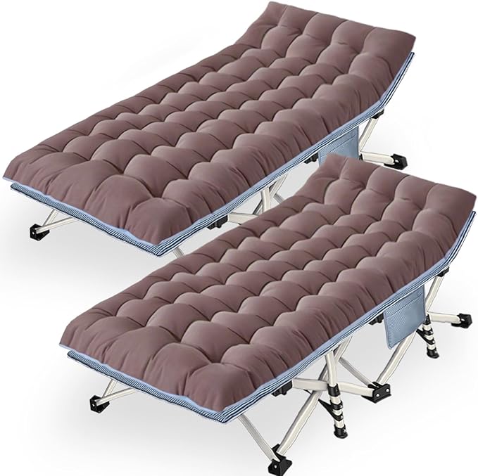 XXL Camping Cots Extra Width Sleeping Bed with Comfortable Mat 2 Pack Oversize Camping Cots for Adults Cots with Carry Bag for Adults Portable Folding Cot