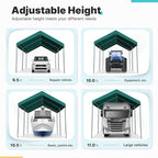 ADVANCE OUTDOOR 10x15 ft Heavy Duty Carport Potable Car Canopy Garage Party Tent Boat Shelter, Adjustable Height from 9.5 ft to 11 ft, Green