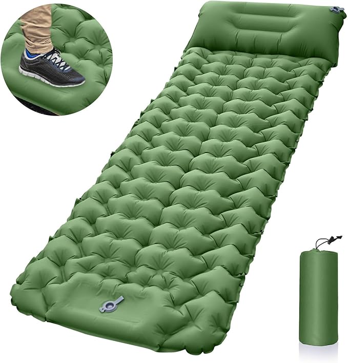 Inflatable Camping Pad | Compact Blow Up Mattress with Pillow | Lightweight Backpacking Sleep Mat - for Outdoor Travel Backpacking Hiking Tent Car Truck SUV Women Men