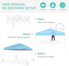 Best Choice Products 8x8ft Pop Up Canopy Tent, Outdoor Shade, 1 Person 1 Minute Set Up, Carry Case, 4 Weight Bags - French Blue/White