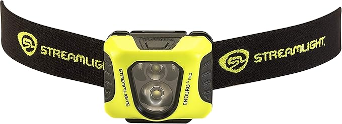 Streamlight 61420 Enduro Pro 200-Lumen 2250-Candela Ultra-Light LED Headlamp with AA Batteries and Elastic Strap, Box, Yellow