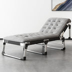 Aluminum Alloy Frame Camping Cot, Portable Folding Bed with Mattress, 5-Position Folding Chaise Lounge Chair for Indoor Outdoor