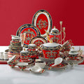 Elegant Dinner Plates,Classic Pottery Tableware,Ceramics Dinner Sets, 70 Pieces American Style Light Luxury Dinnerware Set | Plate/Bowl/Soup Pot - Coffee Set and Porcelain Combinat