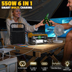 Ecarke 550W Portable Power Inverter Compatible with DeWalt 20V Battery, DC 18V to AC 110V Pure Sine Wave Power Station 2 AC Outlets,2 USB-A&1 USB-C 20W, 600LM LED Outdoor Emergency Use(No Battery)
