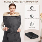 FERNIDA Heated Blanket Battery Powered, 59" x 47" Cordless Electric Heated Blanket with Battery Rechargeable Portable Heating Blanket for Camping Home Car
