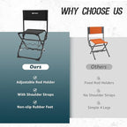 X Strike Portable Fishing Chairs Outdoor Folding Stool for Adults Portable Camping Chair for Ice Fishing,Hunting,Lawn,Patio,Garden,300LBS.