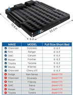JOYTUTUS Truck Bed Air Mattress for 6.0-6.3Ft, Compact Regular Truck Beds,Anti-Leakage, with Air Pump&2 Pillows, Inflatable Pickup Mattress,Compatible with Tacoma&Ranger&Frontier,Black