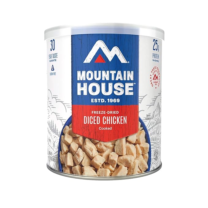 Mountain House Freeze-Dried Protein Pack Sampler #10 Can – 102 Total Servings (Pack of 6) – Includes Diced Chicken, Diced Beef & Ground Beef – Fully Cooked, Ready-to-Eat High-Protein Emergency Survival Canned Food – Shelf-Stable Long-Term Food Storage ...