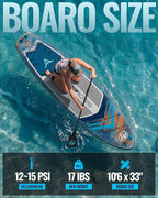 10'6''x33''Inflatable Stand Up Paddle Board, 400lbs Extra Wide Blow Up Paddle Board with Kayak Seat, Premium SUP Accessories Kit & Backpack, Non-Slip Stable Deck Boat for Yoga Fishing Surf