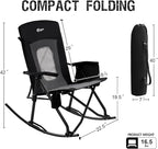 PORTAL Oversized Folding Rocking Camping Chair Portable Outdoor Rocker with High Back Hard Armrests Carry Bag, Supports 400 lbs